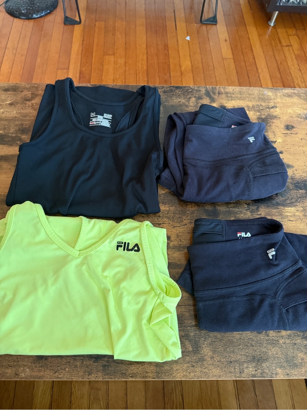 FILA Neon Lime & Black Athletic Tops & capri pants Set size small